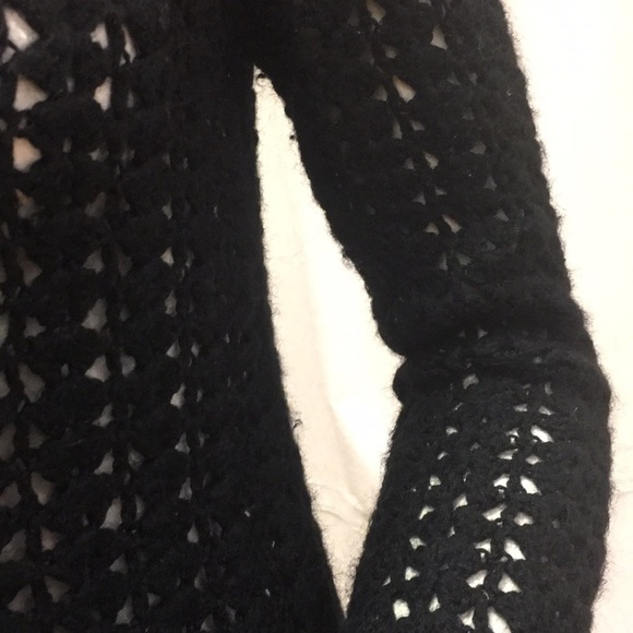 FREE PEOPLE BLACK XS Knit Crochet Sweater Free People GUC - Picture 5 of 8